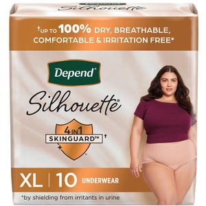 Depend Silhouette Max Abs Underwear, Pink, Female X-large, 10 Ct - Replaces 6954238 - MahaStar Adult Products