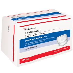 Cardinal Health, Underwear, Sure Care Super, Small/medium, 34" - 46" - MahaStar Adult Products
