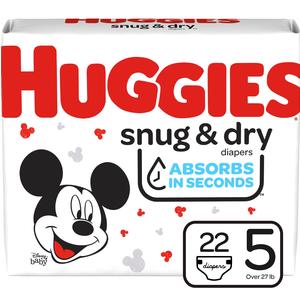 Huggies Snug And Dry Diapers, Size 5, Jumbo Pack, 22 Ct - MahaStar Pediatric Products