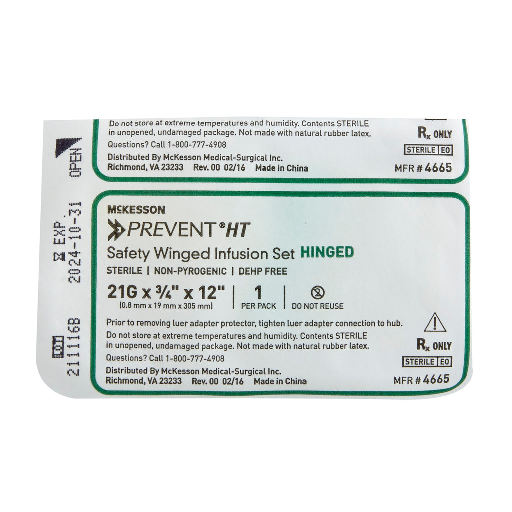 McKesson Prevent HT Safety Winged Infusion Sets, Hinged