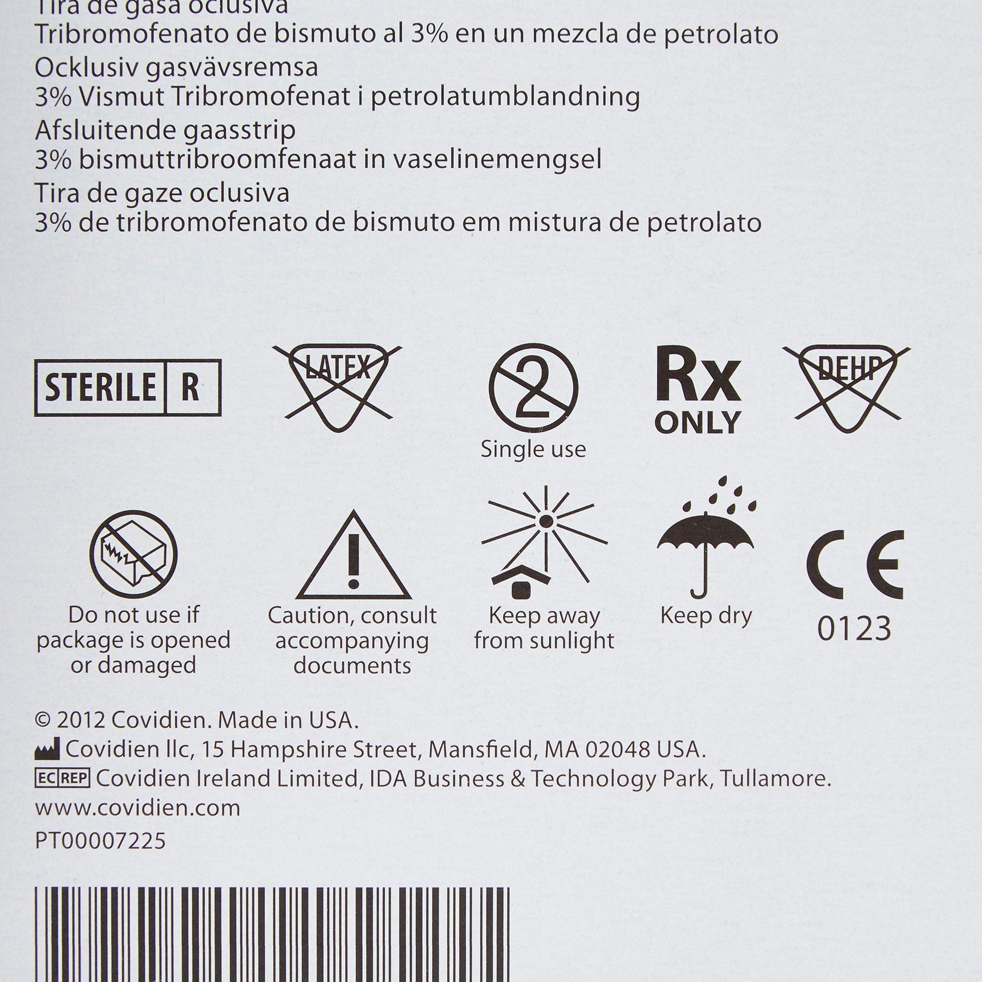 Cardinal Xeroform Occlusive Gauze Strip, 1 X 8"