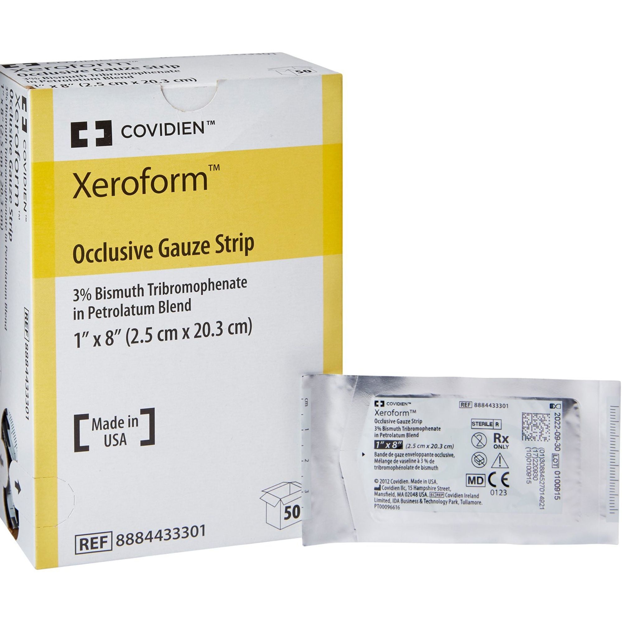 Cardinal Xeroform Occlusive Gauze Strip, 1 X 8"