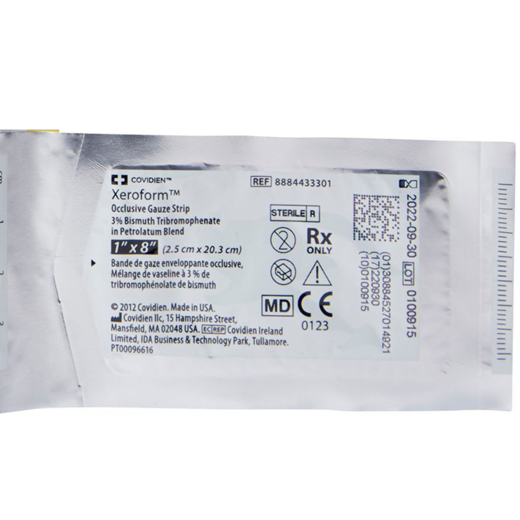 Cardinal Xeroform Occlusive Gauze Strip, 1 X 8"