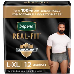 Depend Realfit Max Abs Men'sunderwear, Grey, Large/x-large, 12 Ct - Replaces 6950983 - MahaStar Adult Products