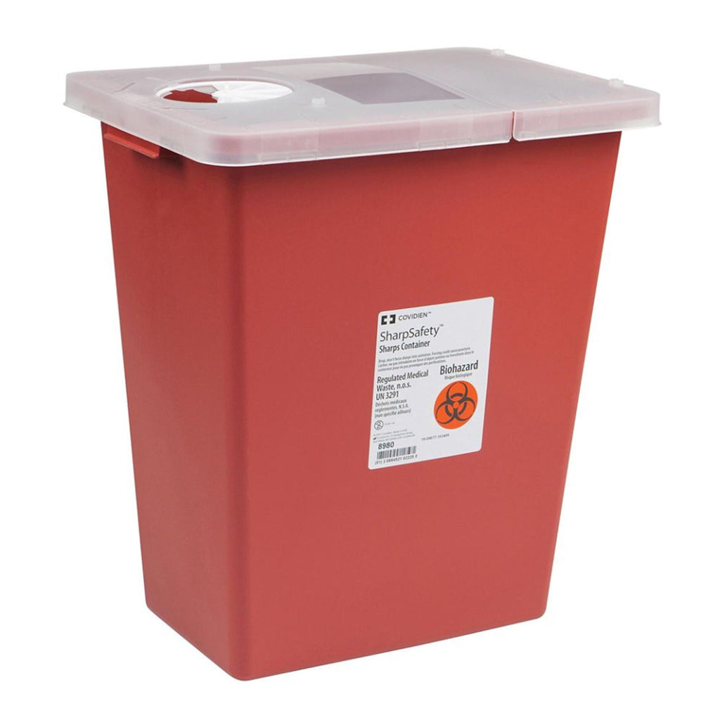 Cardinal SharpSafety Sharps Container, Hinged Lid, 8 gal