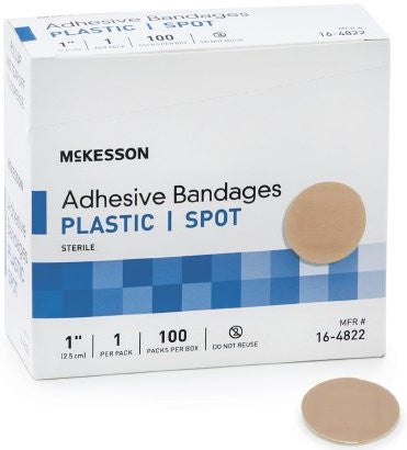 McKesson Adhesive Plastic Spot Bandage, Sterile
