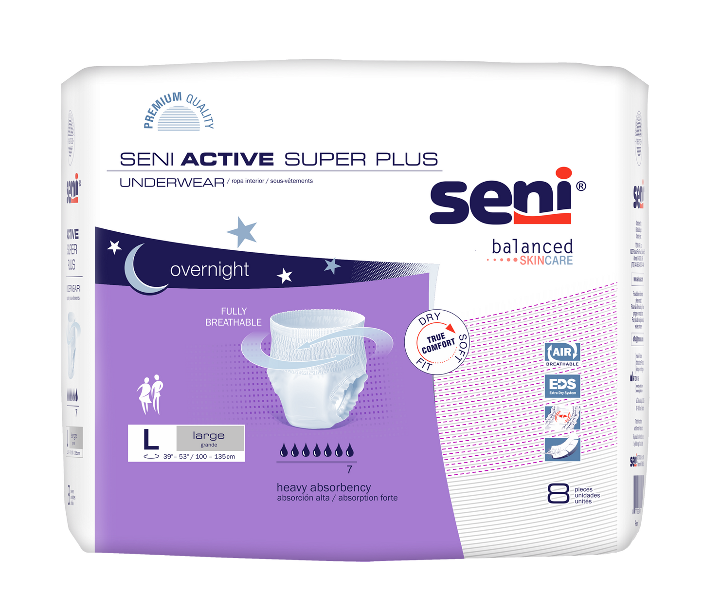 Seni Active Super Plus Pull-on Underwear, Large, 8 Count - 39" - 53" - MahaStar Adult Products