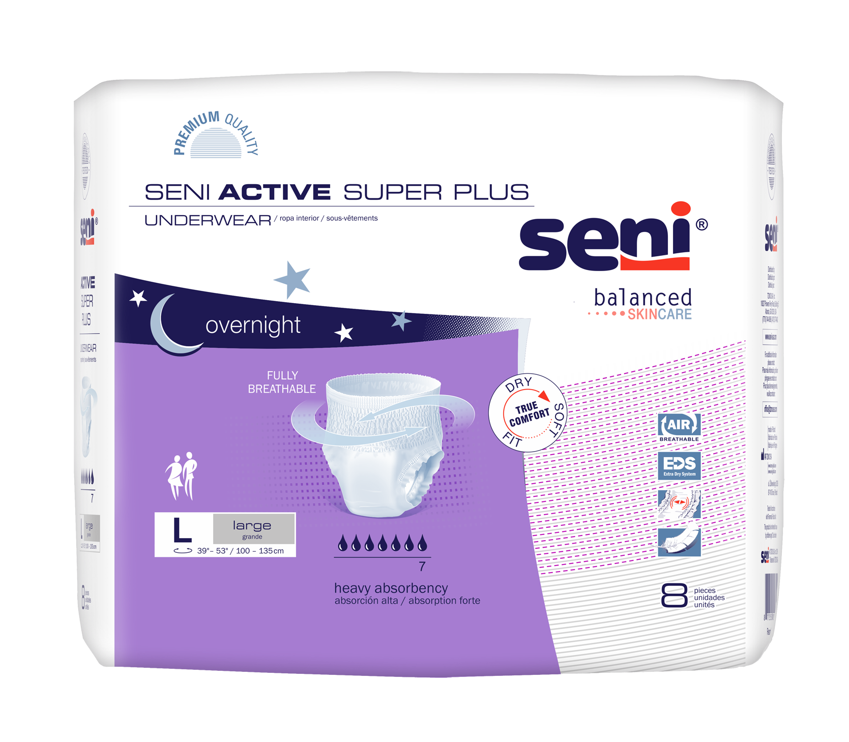 Seni Active Super Plus Pull-on Underwear, Large, 8 Count - 39" - 53" - MahaStar Adult Products