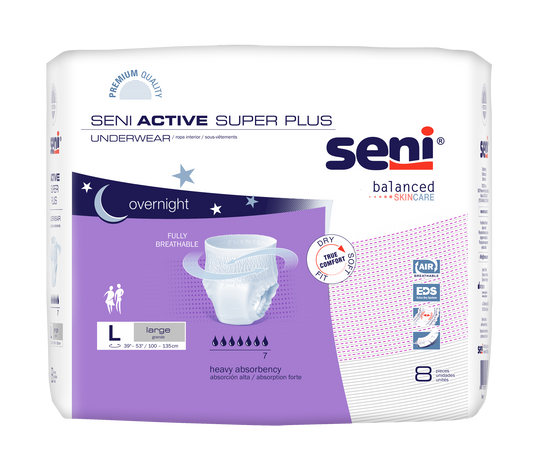 Seni Active Super Plus Pull-on Underwear, Large, 8 Count - 39" - 53" - MahaStar Adult Products