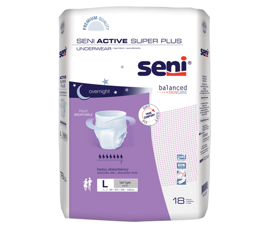 Seni Active Super Plus Pull-on Underwear, Large, 18 Count - 39" - 53" - MahaStar Adult Products