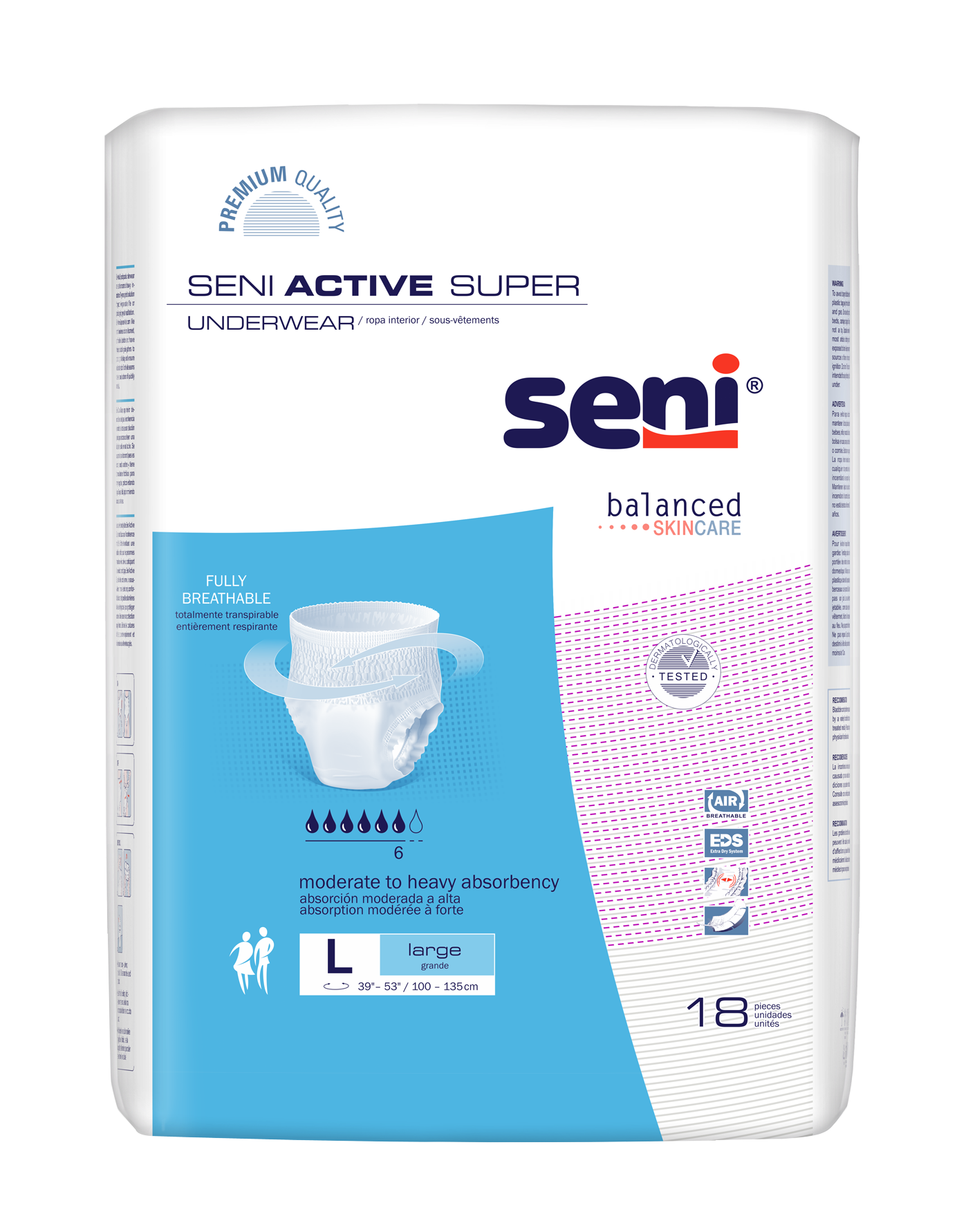 Seni Active Super Pull-on Underwear, Large - 39" - 53" - MahaStar Adult Products