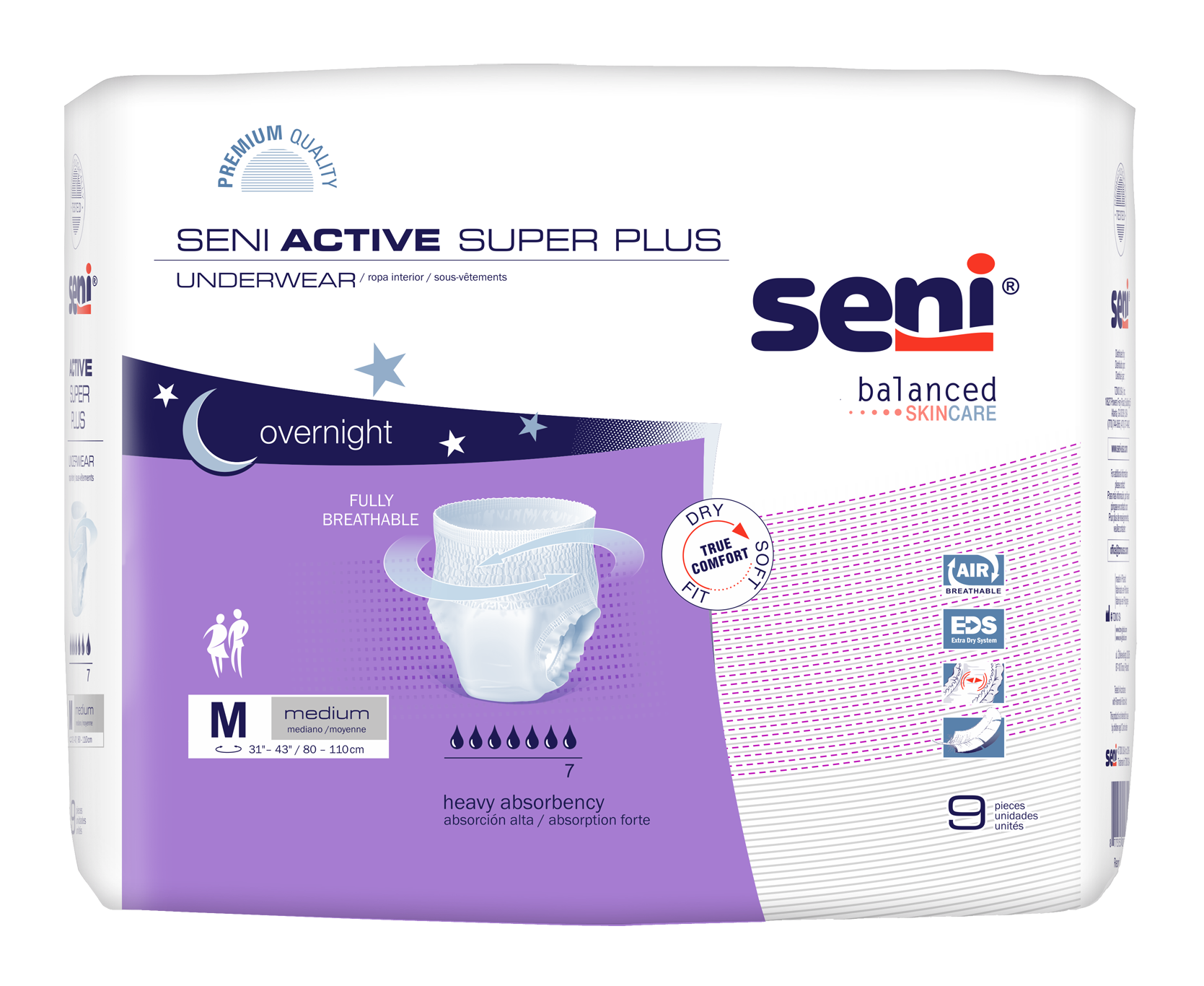 Seni Active Super Plus Pull-on Underwear, Medium, 9 Count - 31" - 43" - MahaStar Adult Products