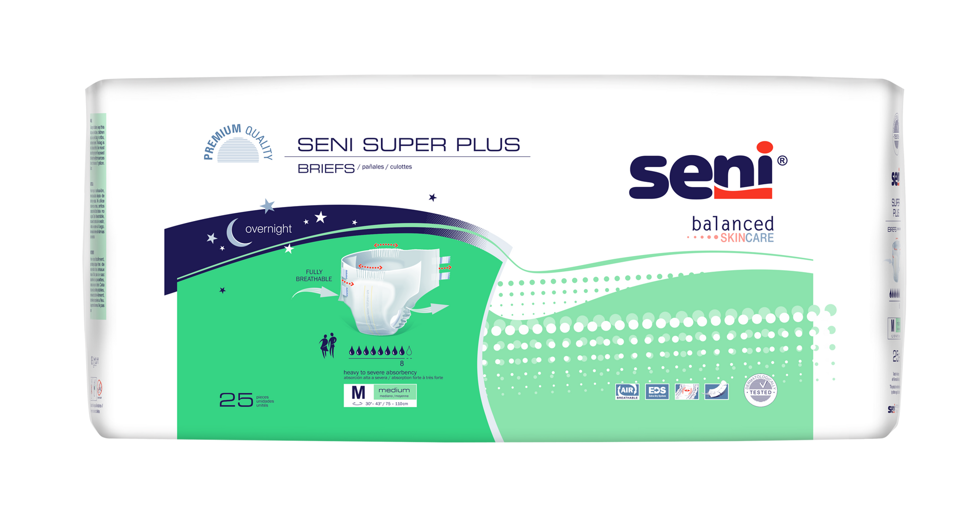 Seni Super Plus Briefs, Medium, 25 Count - 30" - 43" - MahaStar Adult Products