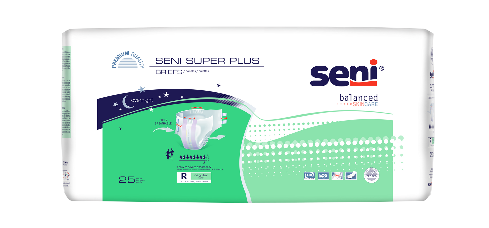 Seni Super Plus Briefs, Regular, 25 Count - 40" - 50" - MahaStar Adult Products