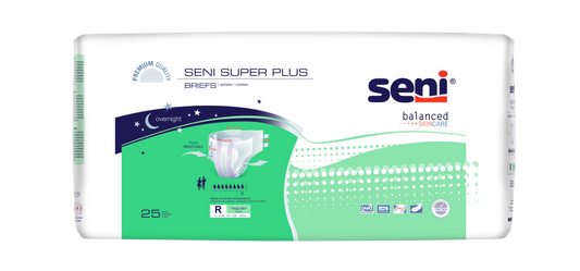 Seni Super Plus Briefs, Regular, 25 Count - 40" - 50" - MahaStar Adult Products