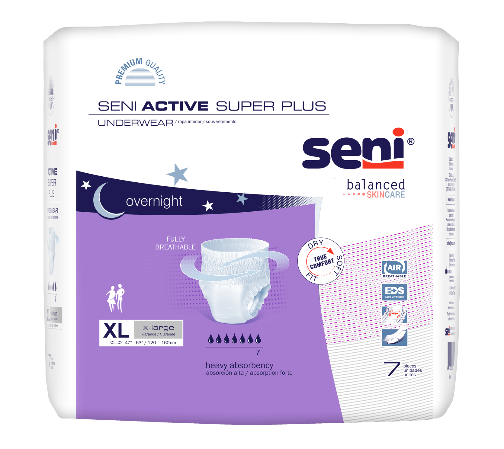 Seni Active Super Plus Pull-on Underwear, Extra Large, 7 Count - 47" - 63" - MahaStar Adult Products