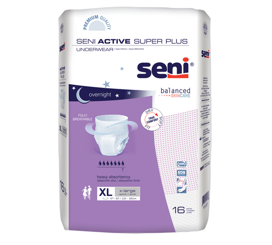 Seni Active Super Plus Pull-on Underwear, X-large, 16 Count - 47" - 63" - MahaStar Adult Products