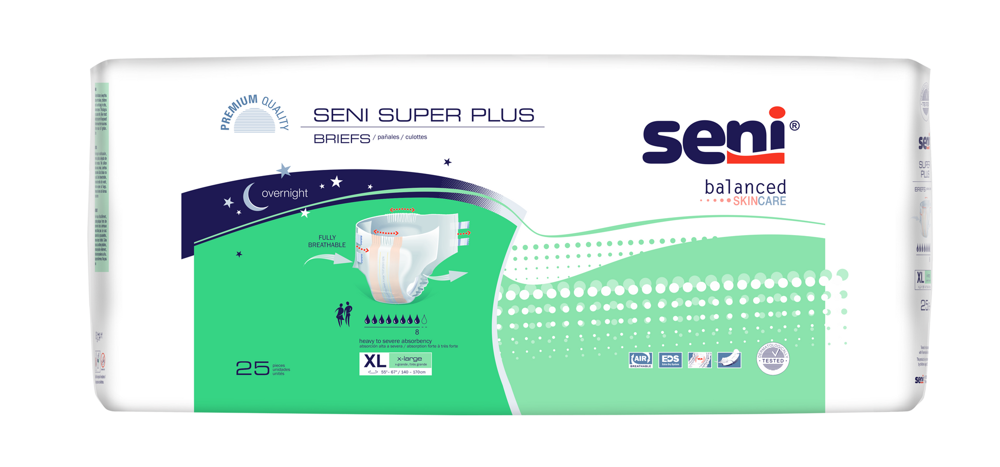 Seni Super Plus Briefs, Extra Large, 25 Count - 55" - 67" - MahaStar Adult Products