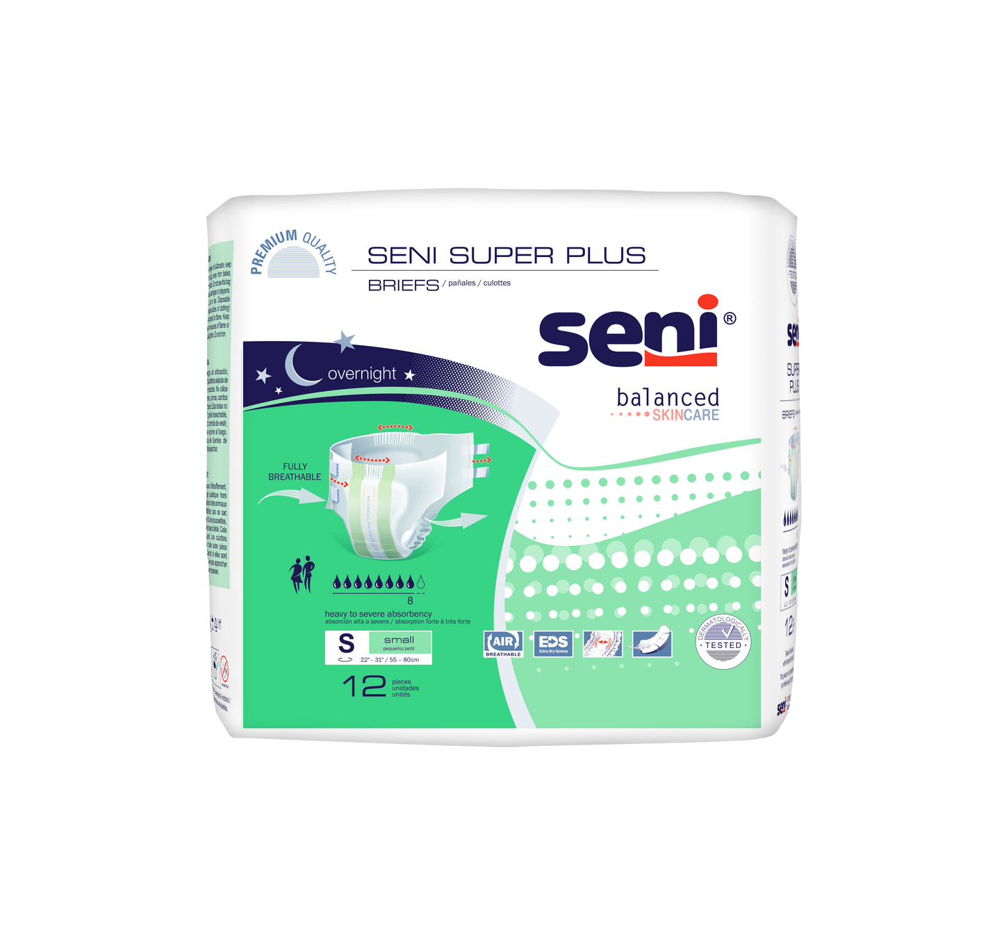 Seni Super Plus Briefs, Small, 12 Count - 22" - 31" - MahaStar Adult Products