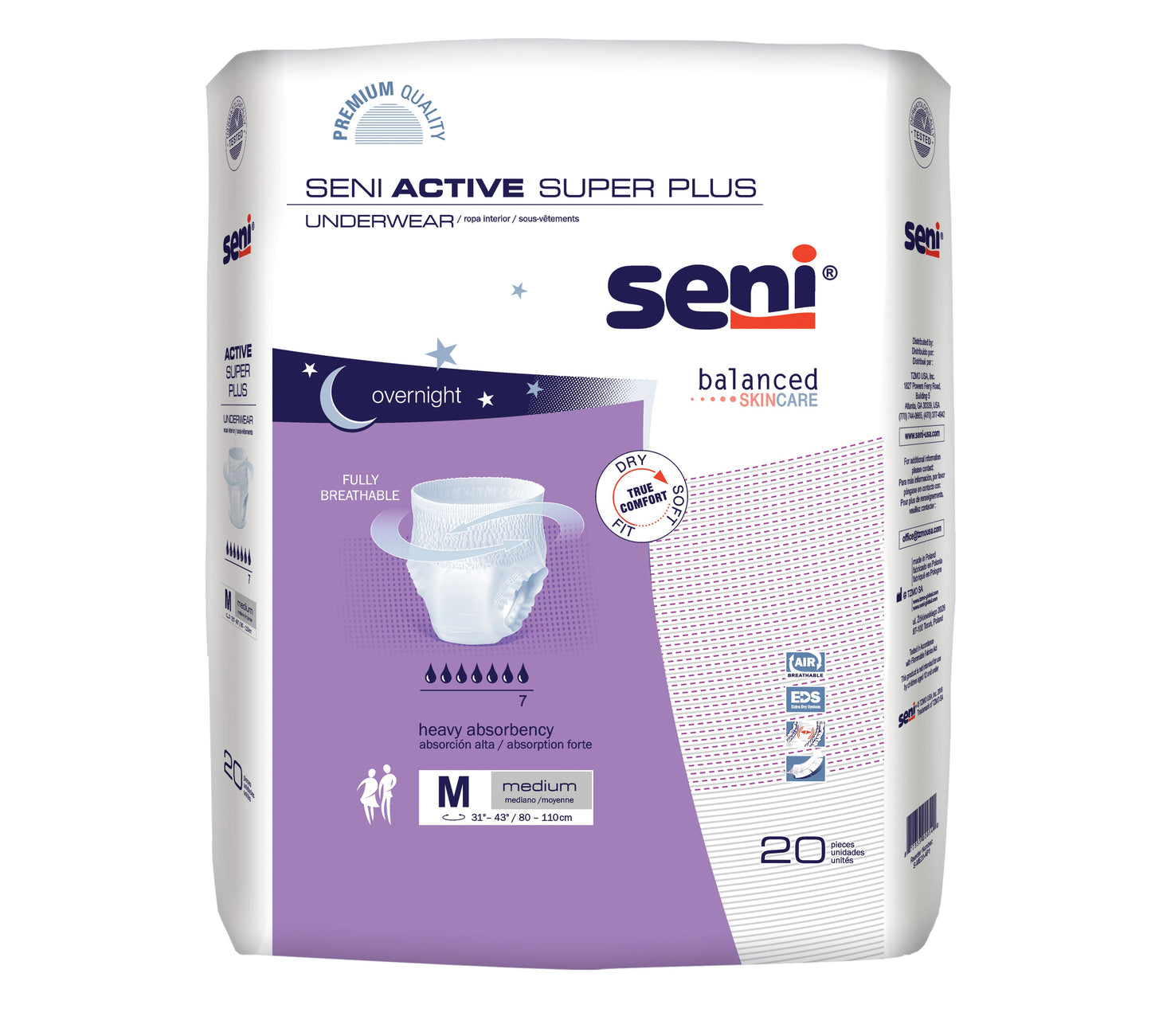 Seni Active Super Plus Pull-on Underwear, Medium, 20 Count - 31" - 43" - MahaStar Adult Products