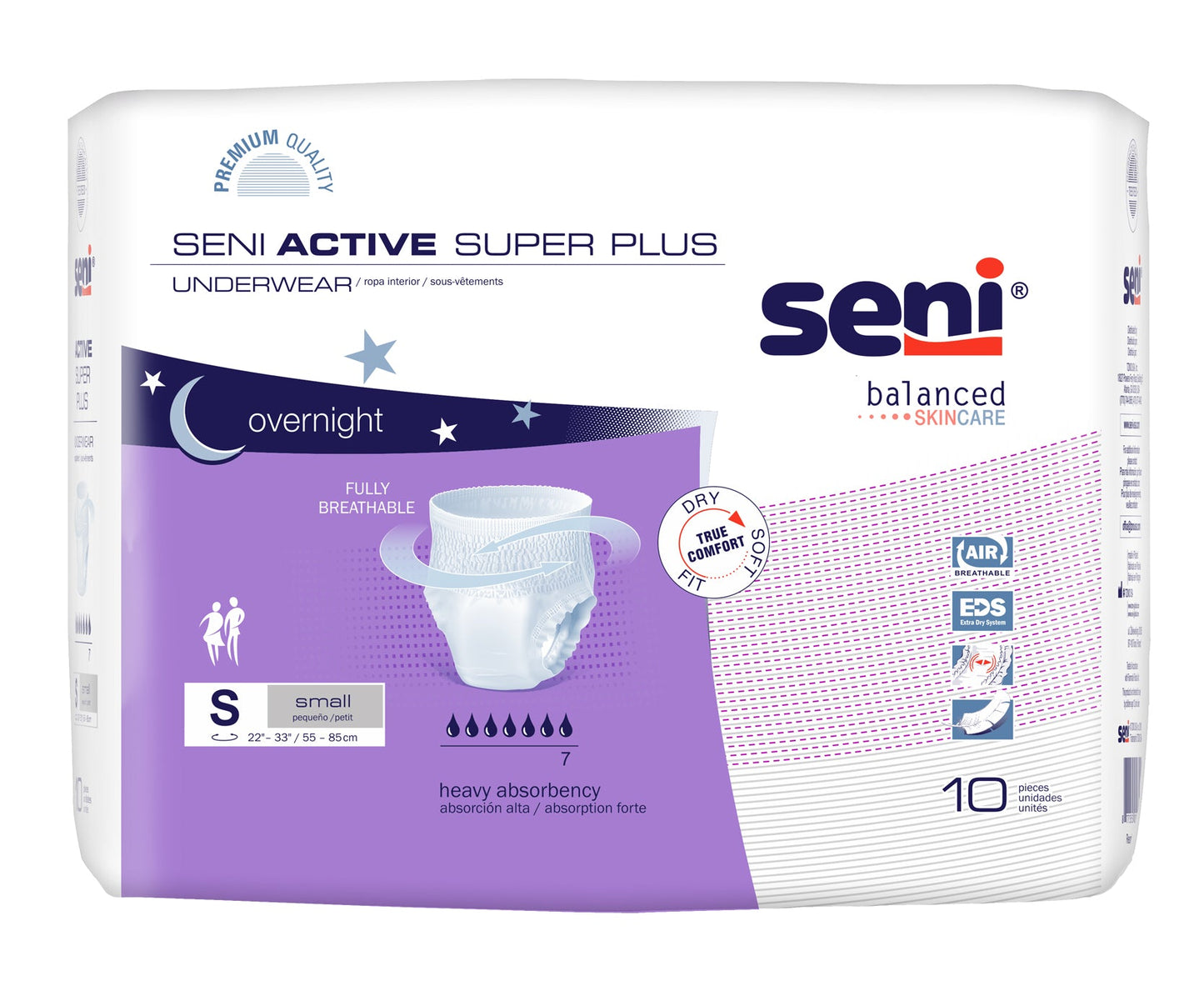 Seni Active Super Plus Pull-on Underwear, Small, 10 Count - 22" - 33" - MahaStar Adult Products
