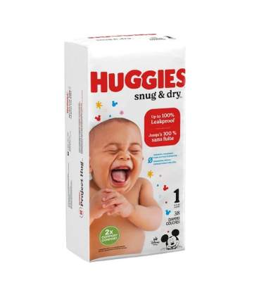 Huggies Snug And Dry Diapers, Size 1, Jumbo Pack, 38 Ct - MahaStar Pediatric Products