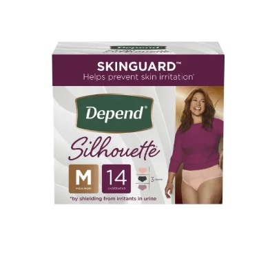 Depend Silhouette Incontinence Underwear For Women, Maximum Absorbency, Medium, Pink & Black - MahaStar Adult Products