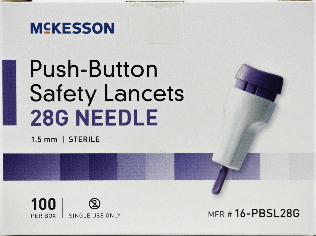 McKesson 28 Gauge Push Button Safety Lancets