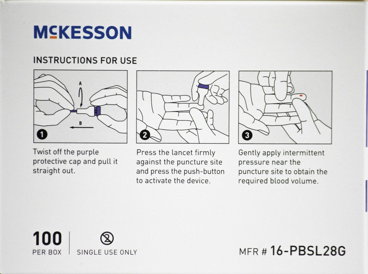 McKesson 28 Gauge Push Button Safety Lancets