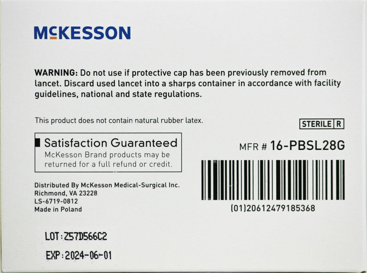 McKesson 28 Gauge Push Button Safety Lancets