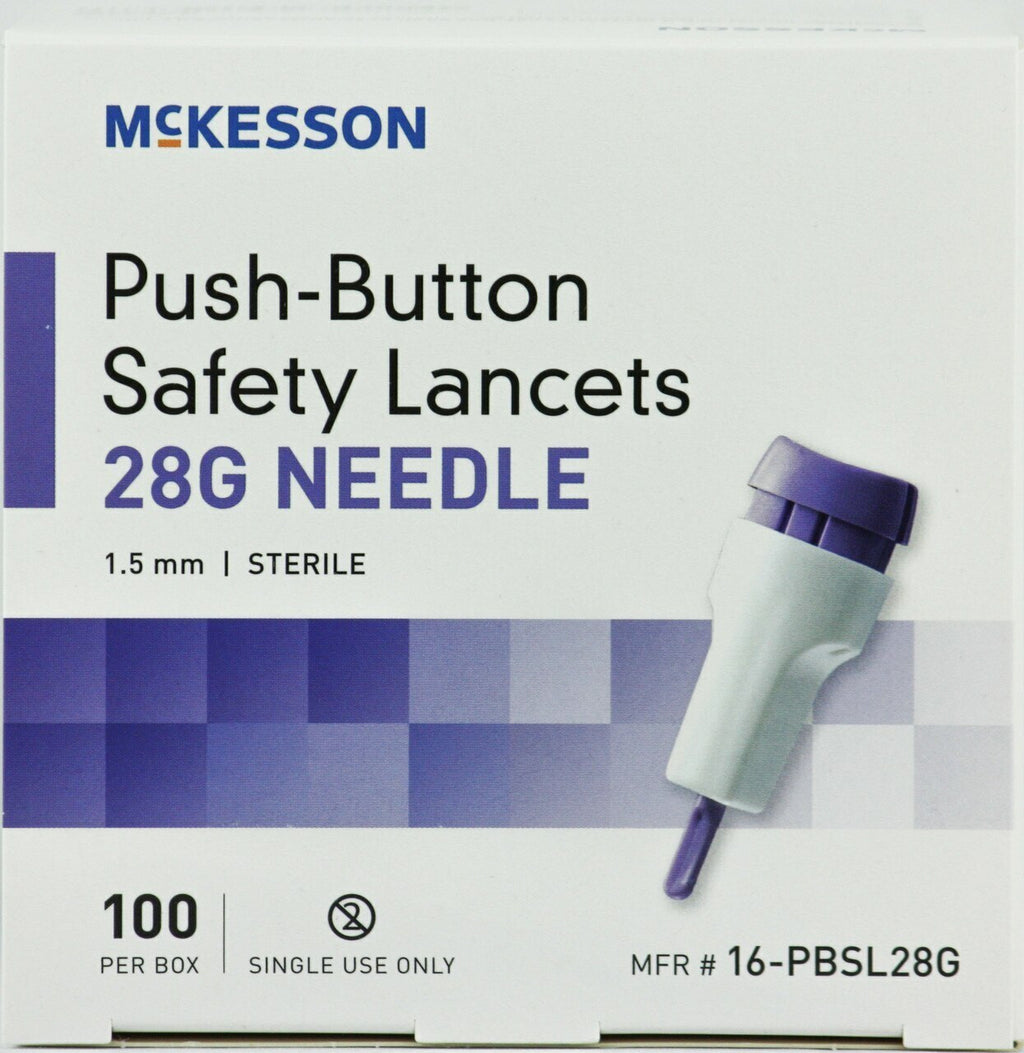 McKesson 28 Gauge Push Button Safety Lancets