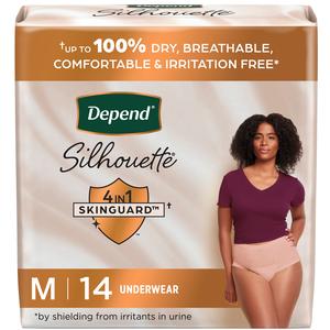 Depend Silhouette Max Abs Women's Underwear, Pink, Female Medium, 14 Ct - Replaces 6951412 - MahaStar Adult Products
