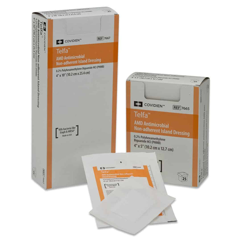 Cardinal Telfa AMD Antimicrobial Island Dressing, Sterile, Non-Adherent, 4 X 14"