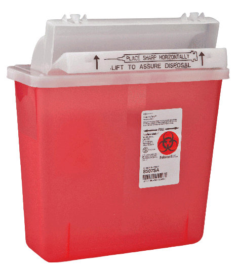 Cardinal Health SharpStar In-Room Sharps Container, Counter-Balanced Lid, 5 Quart