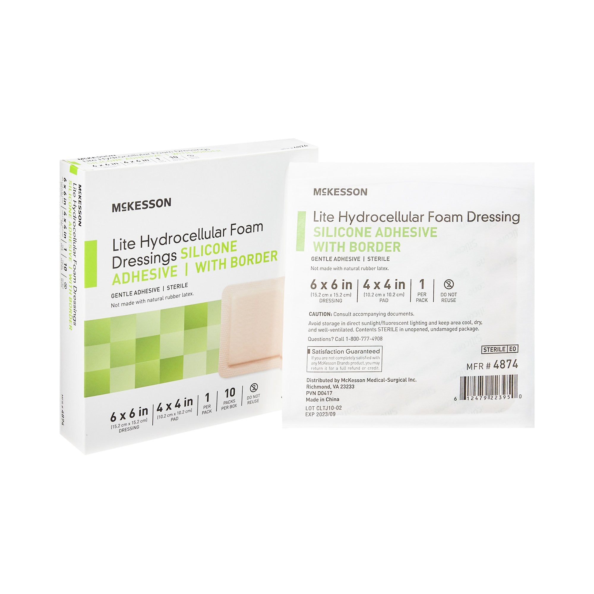 McKesson Lite Hydrocellular Foam Dressings Silicone Adhesive with Border, 6 X 6"