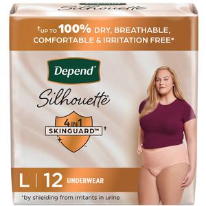 Depend Silhouette Max Abs Underwear, Pink, Female Large, 12 Ct - Replaces 6954237 - MahaStar Adult Products