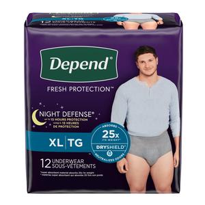 Depend Night Defense, Overnight Underwear, Grey, Male, Extra Large - Replaces 6951126 - MahaStar Adult Products