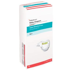 Cardinal Health, Baby Diapers, Wings, Size 1, Small 8 - 12 Lbs. - Replaces: 6880008a - MahaStar Pediatric Products