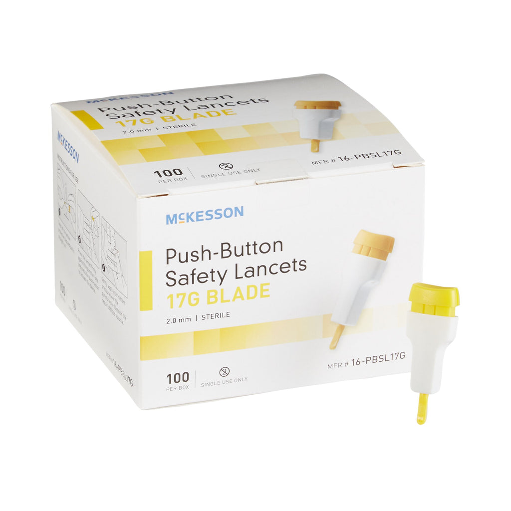 McKesson Push Button Safety Lancets, 17G Needle, 2.0 mm