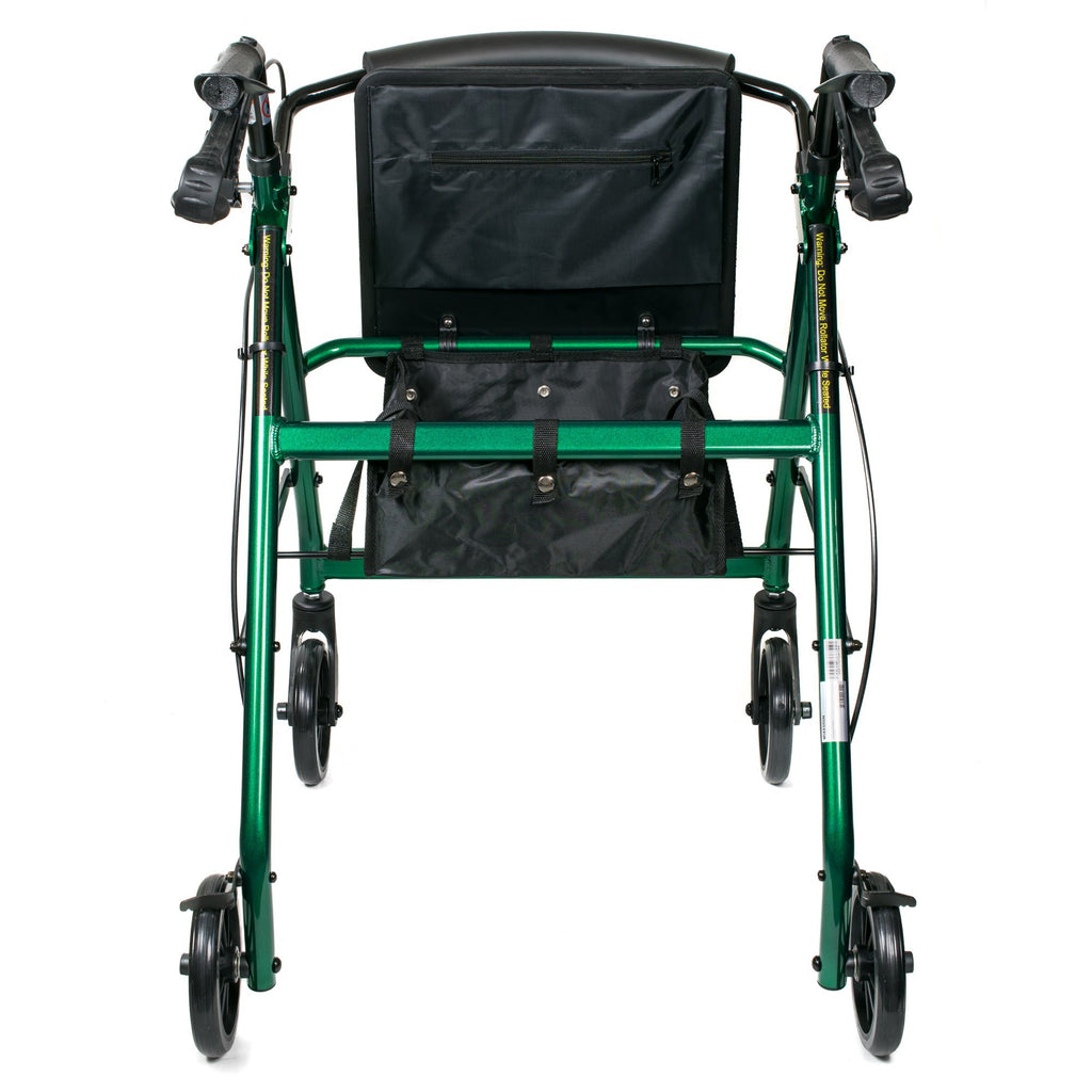 McKesson Folding 4 Wheel Rollator, Green, Aluminum Frame
