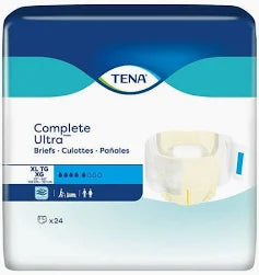 Tena Complete Ultra Incontinence Brief, Moderate Absorbency, Unisex, X-large, 24 Count - MahaStar Adult Products