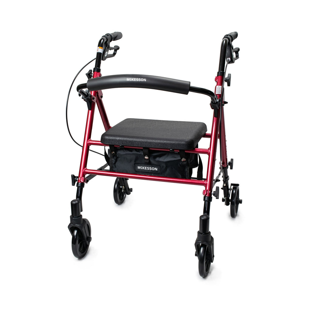 McKesson Aluminum 4 Wheel Rollator, Red