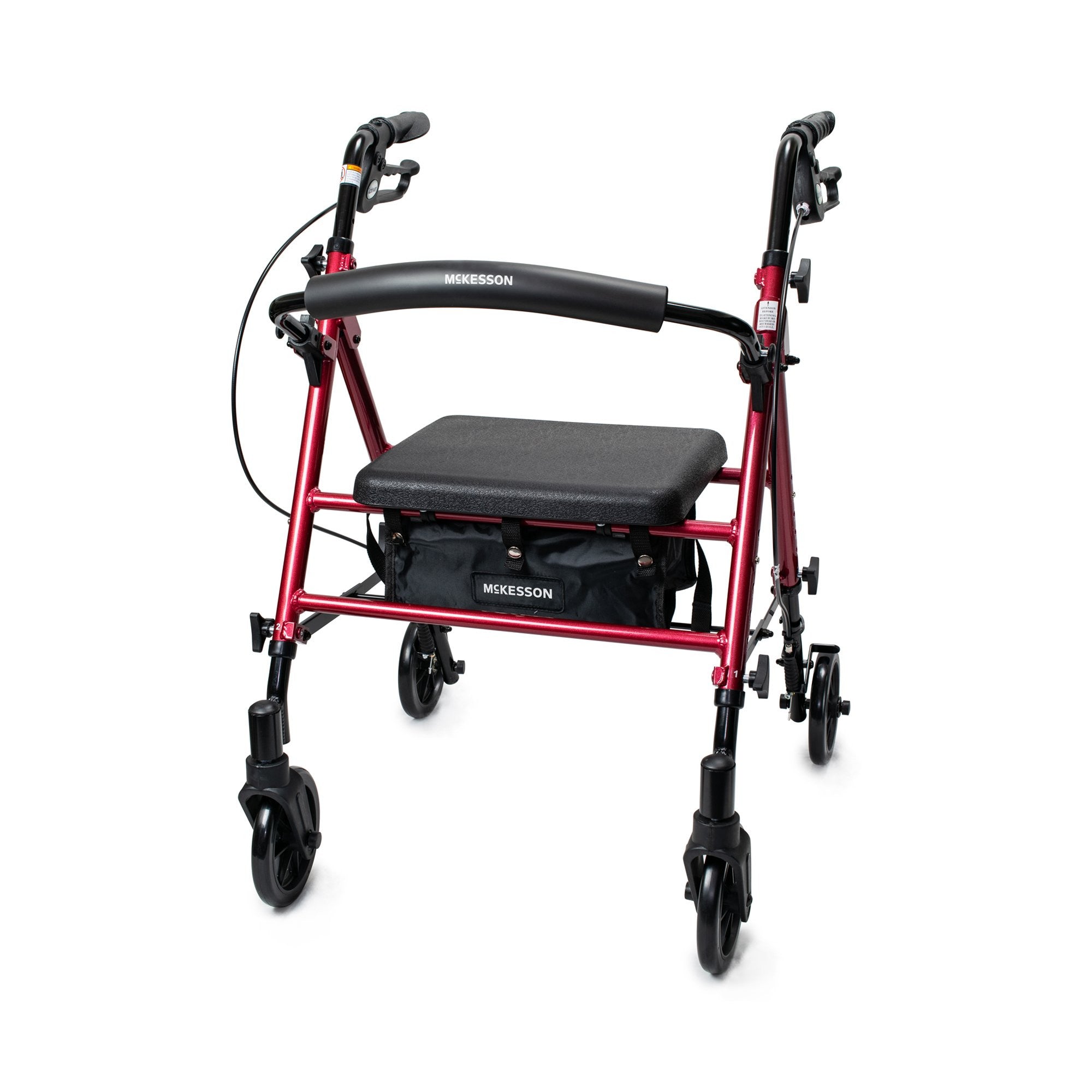 McKesson Aluminum 4 Wheel Rollator, Red