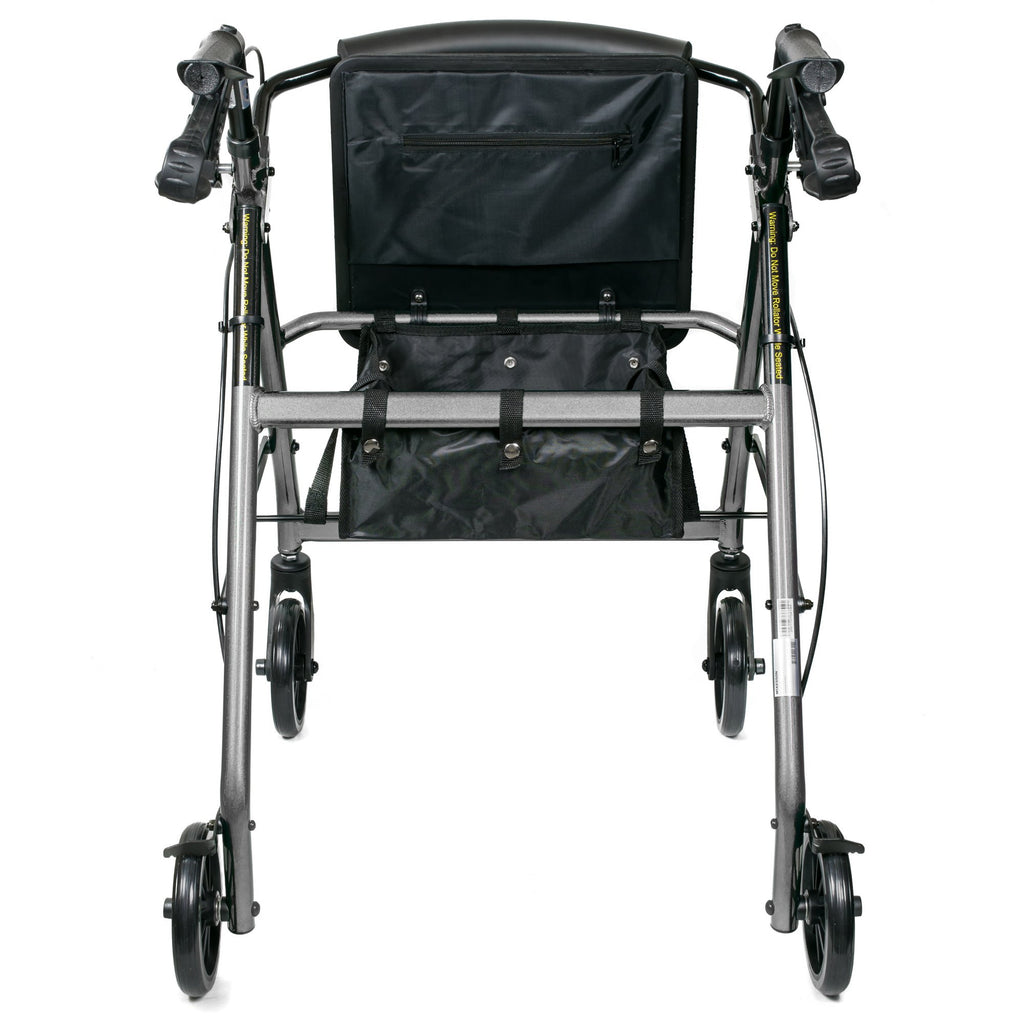McKesson Folding 4 Wheel Rollator, Silver, Aluminum Frame